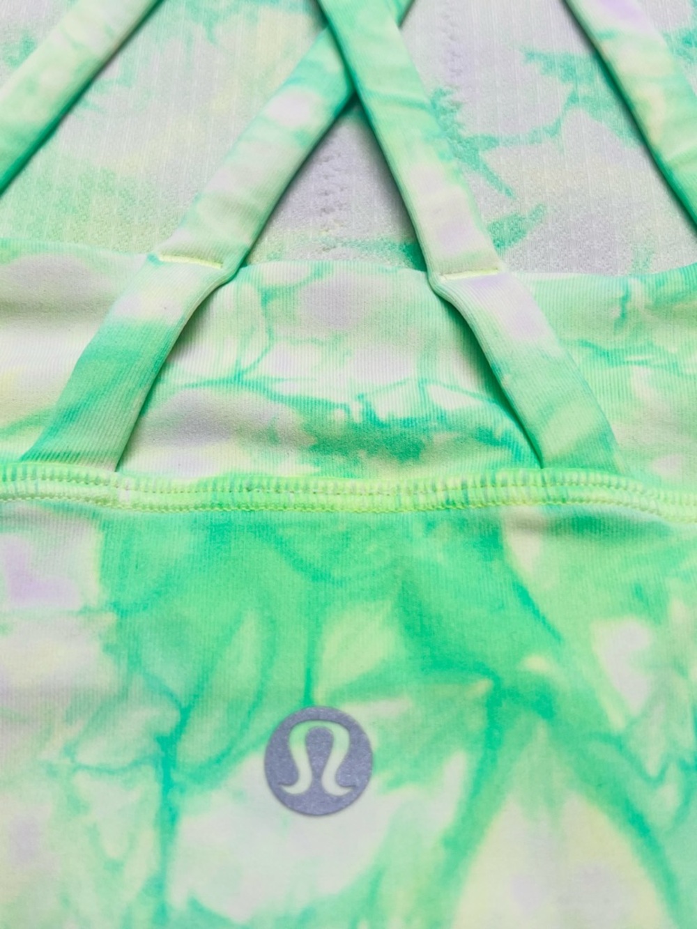 LULULEMON energy Bra Long Line Green Tie Dye Size 6 Strappy Back Medium Support - Picture 6 of 10